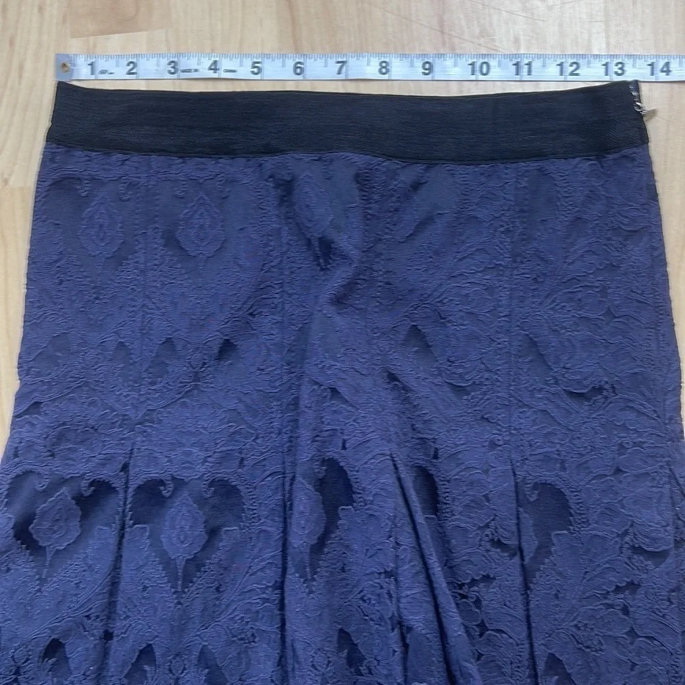 Rebecca Taylor Navy Jaquard Lined Mini Skirt